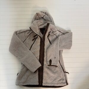 Kühl Flight Fleece Jacket Women Medium Cream Sherpa Detachable Hood 2015